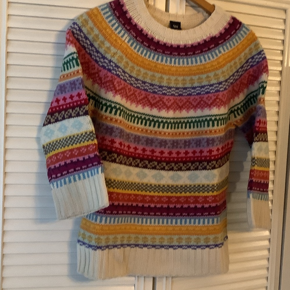 GAP Multicolor Fair Isle Crewneck Sweater - Cream Base